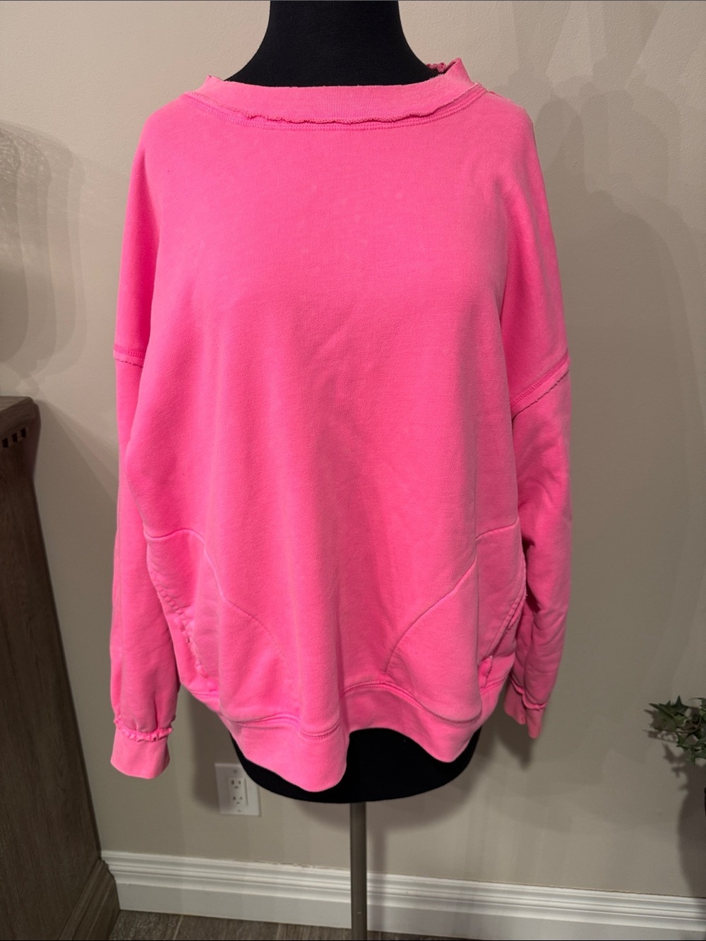 Free People Movement Hot Pink Oversized Crewneck Sweatshirt Size small